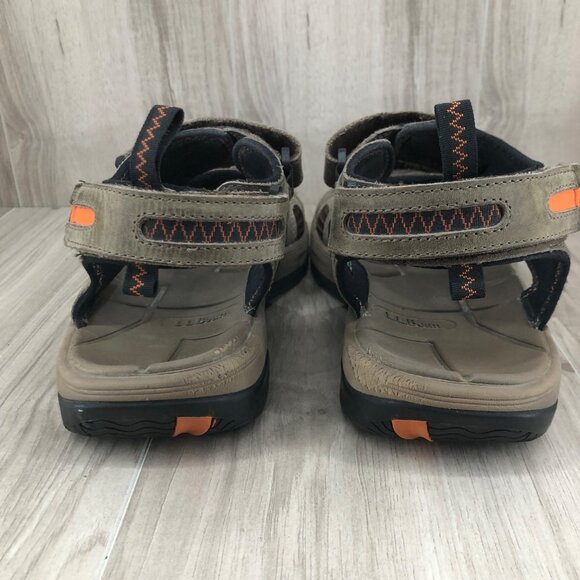 LL Bean Sandals Mens 9.5 Taupe Leather Hook and Loop Shoes - Picture 10 of 12